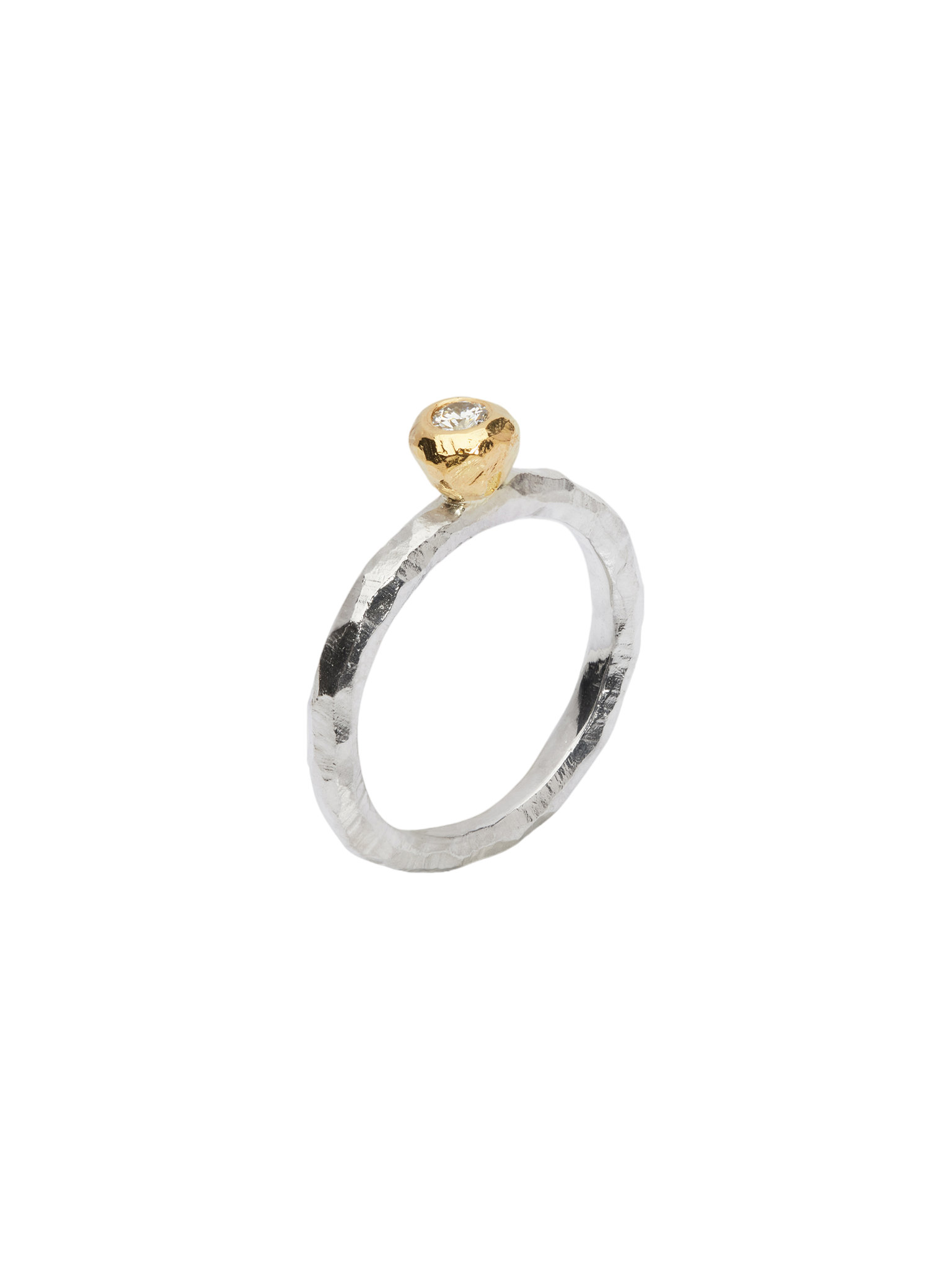 Ringo kula ring in silver and 18k yellow gold with 0.10ct diamond